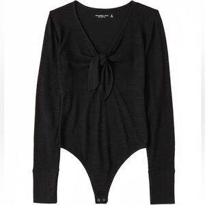 Abercrombie Women's Cozy Tie-Front Bodysuit - Black